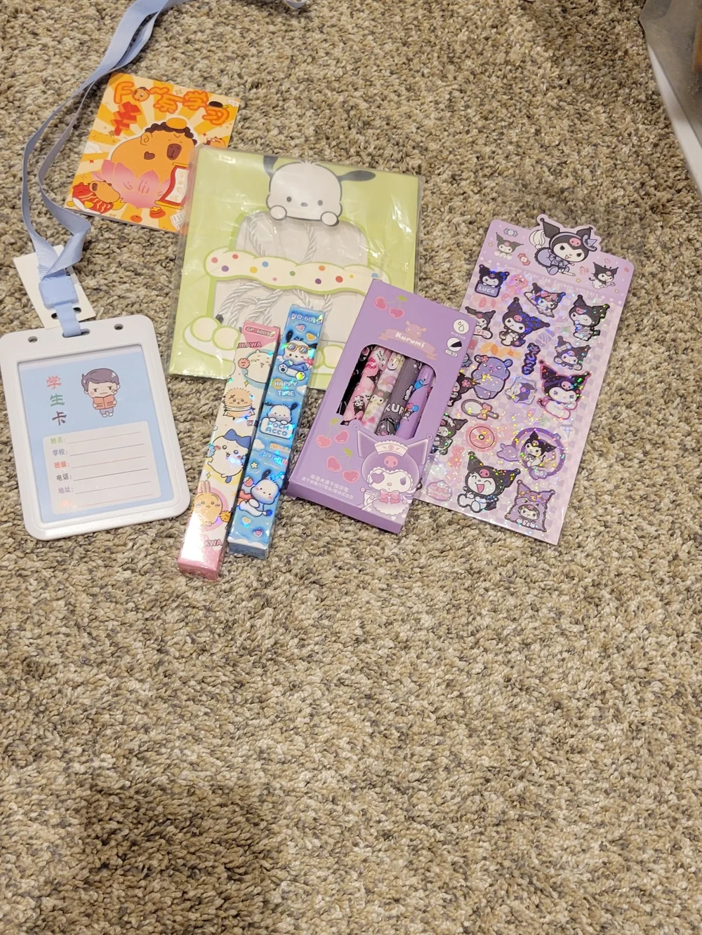 Sanrio Cinnamoroll Kuromi Pink & Blue Stationery and Id Badge Set